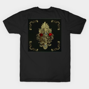 Awesome golden skull with roses T-Shirt